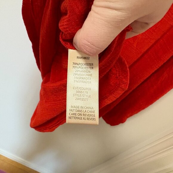 Max Studio London Blouse Short Sleeve Red White Flowy Size 3X Plus - Picture 11 of 12